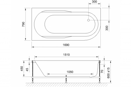 акриловая ванна royal bath azur standart 170x80 rb614203st-l с гидромассажем
