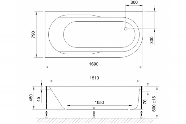 акриловая ванна royal bath azur de luxe 170x80 rb614203dl-l с гидромассажем