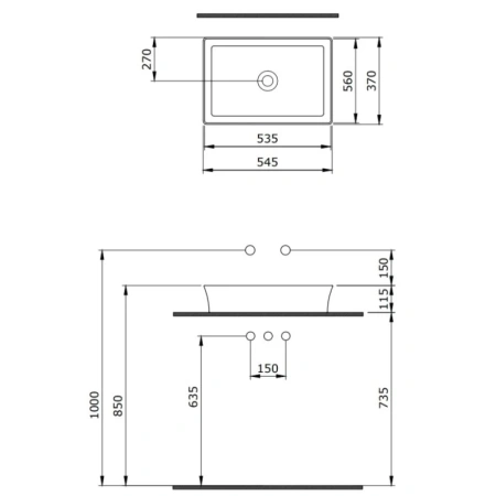 раковина 54,5x37 см berges ego sl 181209