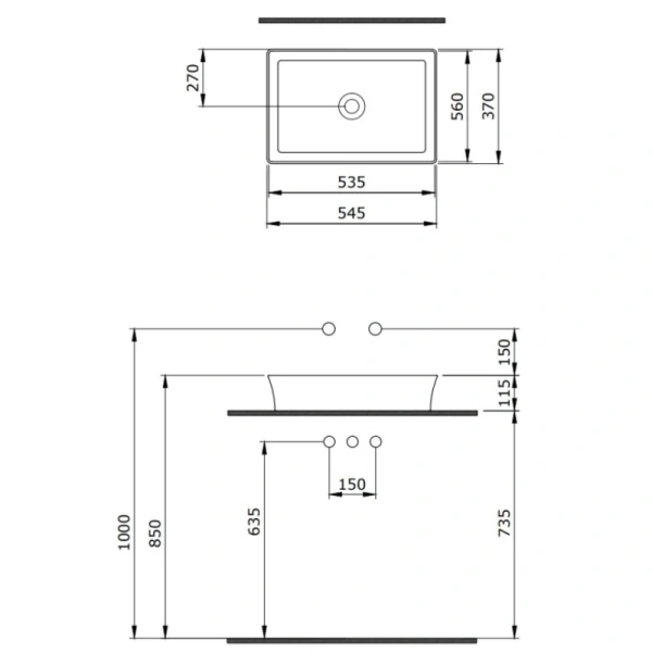 раковина 54,5x37 см berges ego sl 181209