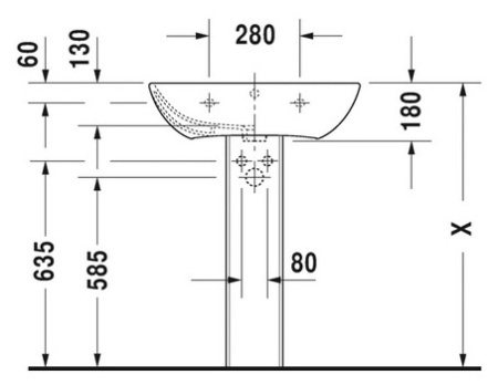 раковина подвесная 65 см duravit me by starck 2335650030