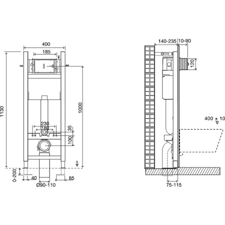 комплект унитаза с инсталляцией jacob delafon elite e21755ru-00 с сиденьем микролифт и белой клавишей смыва 344469