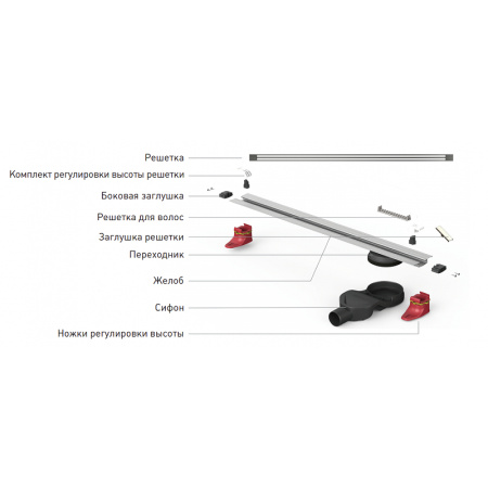 душевой лоток berges super slim 800 092154 с решеткой золото глянец