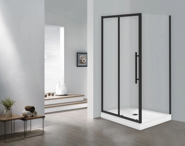 душевой уголок esbano flex 120x90 esogf129psb профиль черный стекло прозрачное
