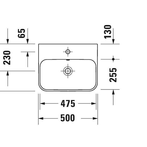 раковина duravit happy d.2 plus 500х400мм с переливом, 1 отв под смес, с креплением, выпуск с керам. покрытием, антрацит матовый с покрытием wondergliss