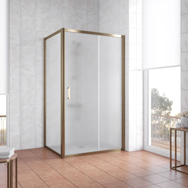 душевой уголок vegas glass zp+zpv 100*70 05 10 профиль бронза, стекло сатин