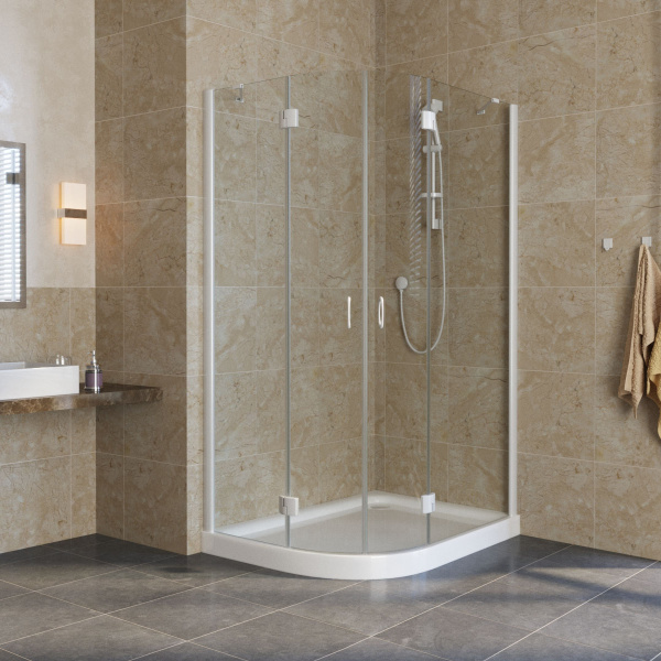 душевой уголок vegas glass afs-fux 120*80 01 01 профиль белый, стекло прозрачное