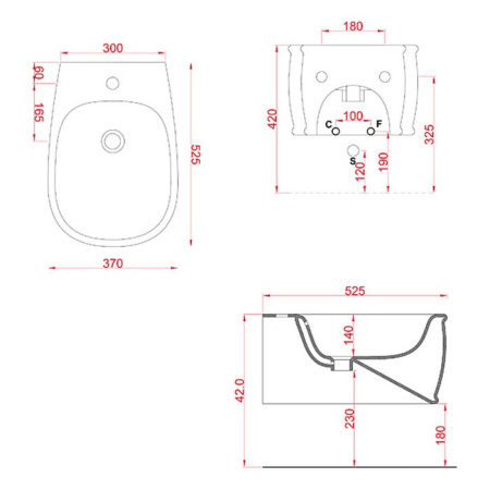 биде подвесное artceram atelier atb001 17;00