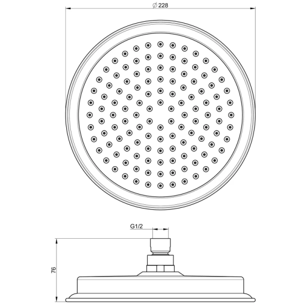 верхний душ wonzon & woghand ww-88dp05-mb 228 мм, черный матовый