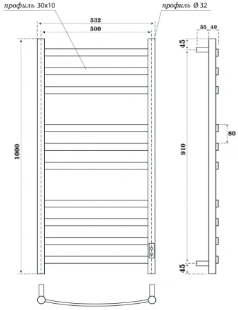 полотенцесушитель point антея pn17850w электрический, 50x100 см, белый