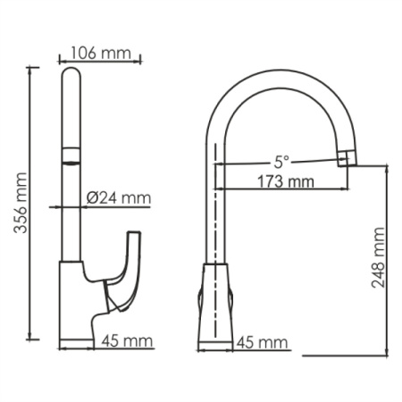 смеситель для кухни wasserkraft sauer 7107 цвет золото