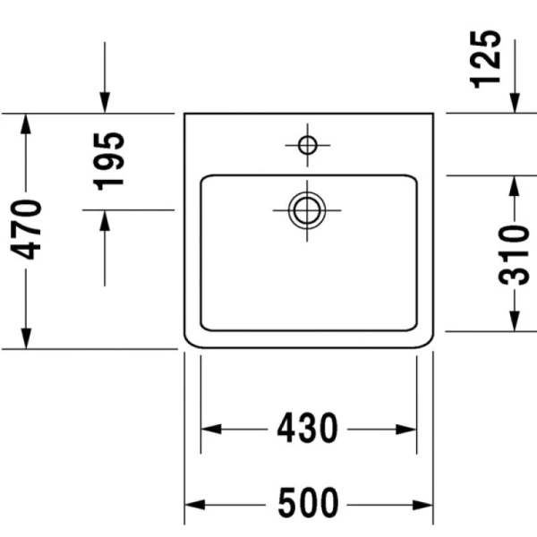 раковина накладная duravit vero 50 см,045450 00 00