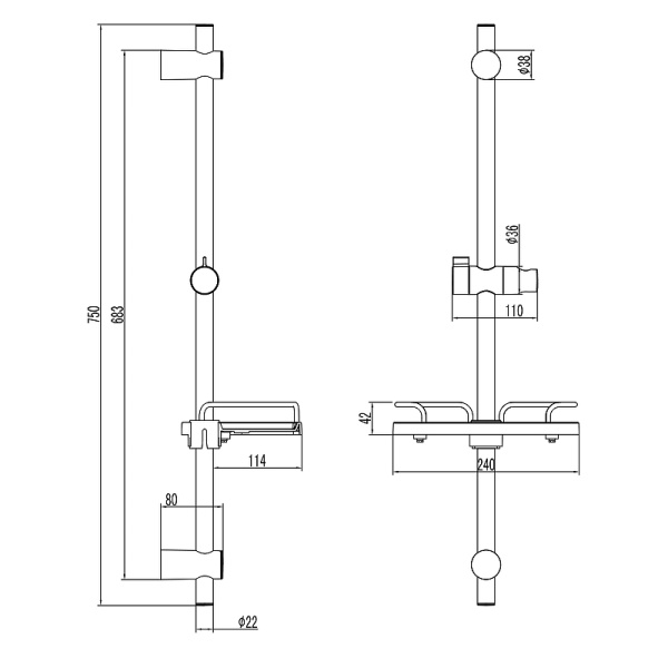 душевая штанга lemark lm3775gm графит