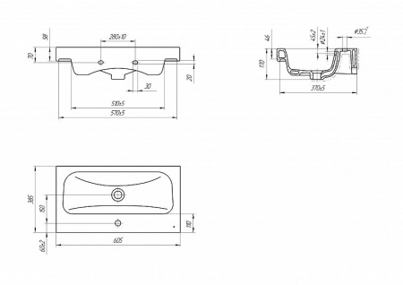 раковина полувстраиваемая 1marka cersanit moduo 60 slim p-um-mod60sl/1, белая