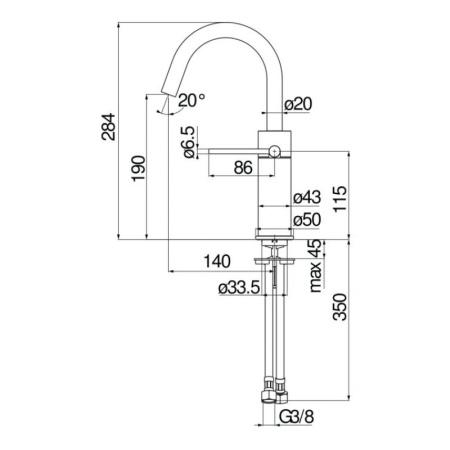 смеситель для раковины nobili velis ve125138/3flp diamond smoke