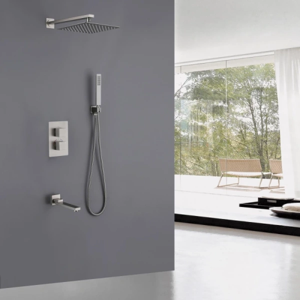 душевой комплект abber daheim af8250sp 250 мм, с термостатом, сатин