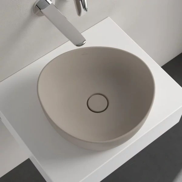 раковина villeroy & boch antao 4a7240am накладная, 40x39.5 см, almond с покрытием ceramicplus