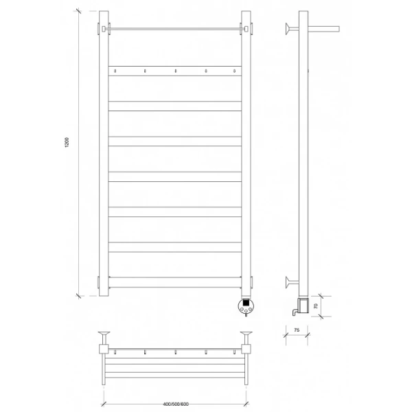 полотенцесушитель электрический 1270x430 тэн правый secado комано 1ксп 4603777442699
