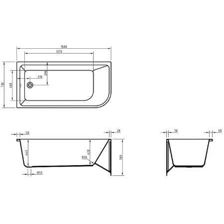 ванна акриловая угловая belbagno bb712-1500-730-l
