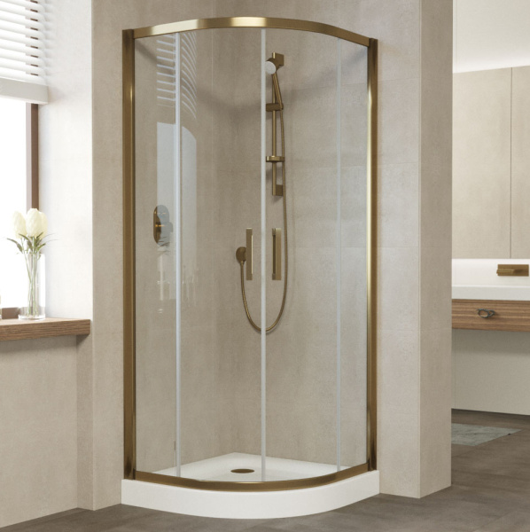 душевой уголок vegas glass zs 80 05 01 профиль бронза, стекло прозрачное