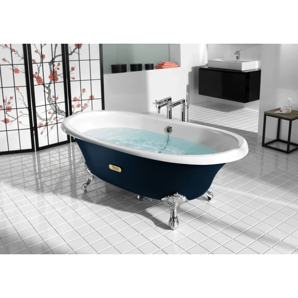 ванна чугунная roca newcast navy blue 233650004 170x85 см, отдельностоящая, с антискользящим покрытием, темно-синий