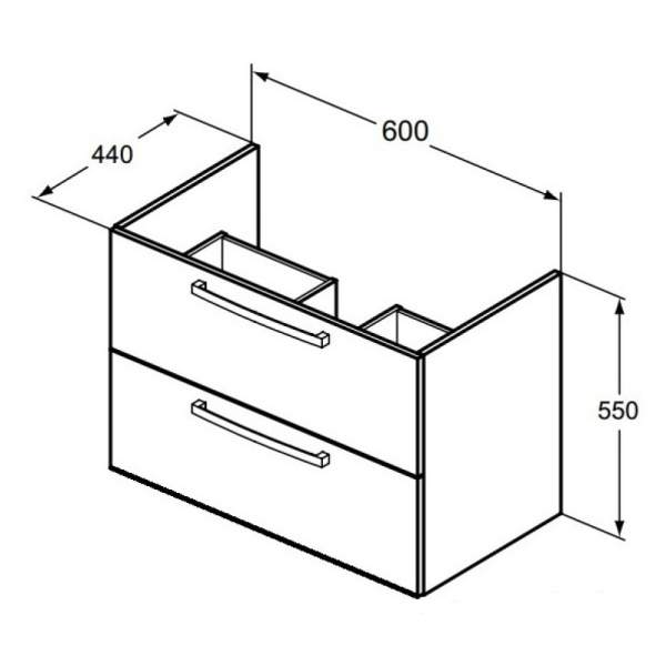 тумба белый глянец 60 см 2 ящика ideal standard tempo e3240wg