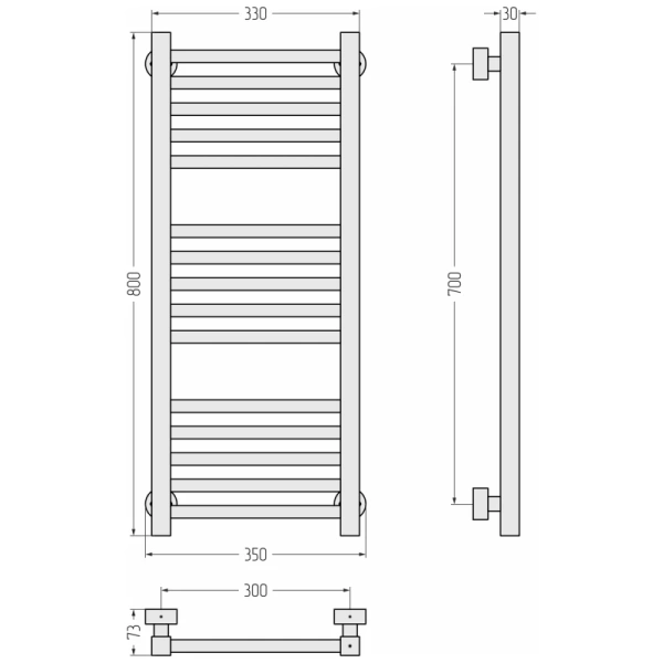 полотенцесушитель водяной 800x300 белый матовый сунержа модус pro 30-0450-8030
