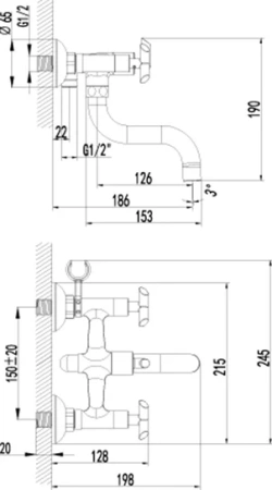 смеситель для ванны с душем lemark practica lm7512c