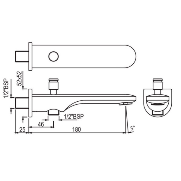 излив для ванны 180 мм jaquar opal prime spj-chr-15463pm
