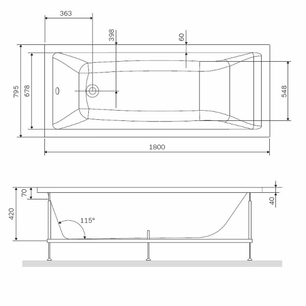 каркас для ванны 180х80 см am.pm gem w93a-180-080w-r