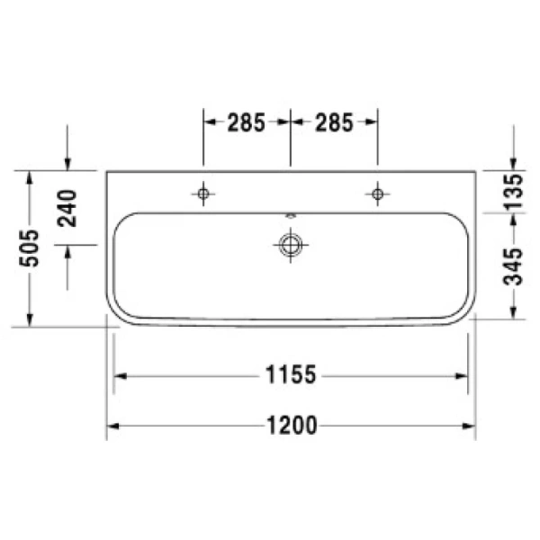 раковина полувстраиваемая duravit happy d.2 2318120024