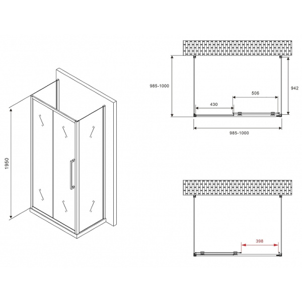 душевой уголок abber schwarzer diamant 100×100 ag30100bmхh-s100bm-s100bm профиль черный, стекло матовое