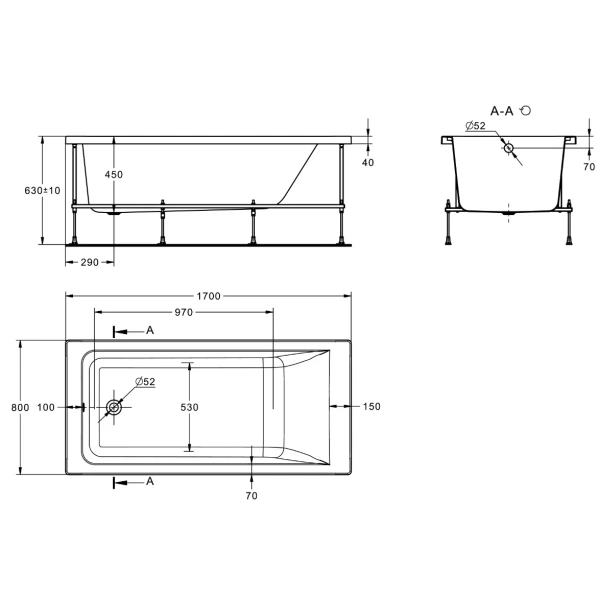 монтажный комплект к ванне 170x80 roca easy zru9307625