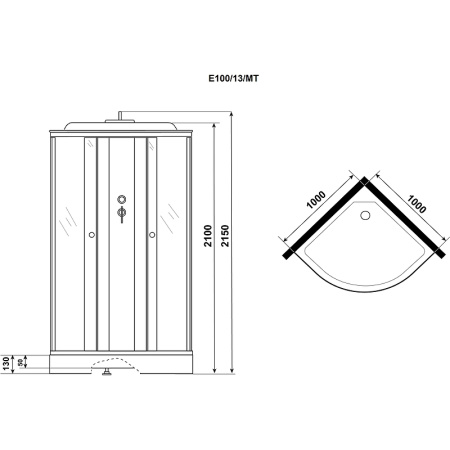 душевая кабина niagara eco 100x100 e100/13/mt без гидромассажа