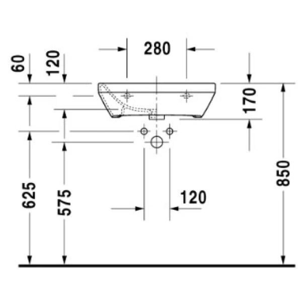 раковина подвесная duravit durastyle 2324550000