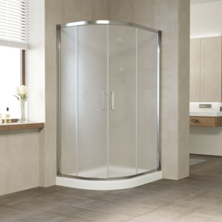 душевой уголок vegas glass zs-f 110*100 08 10 профиль глянцевый хром, стекло сатин