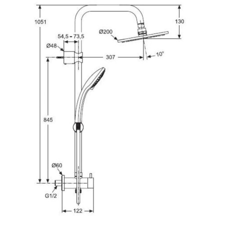 душевая стойка ideal standard ideal duo a5689aa