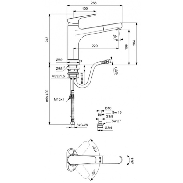 смеситель для кухни ideal standard ceraplan iii b0958aa
