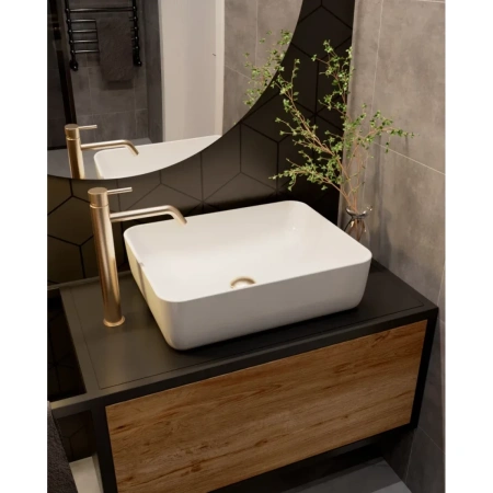 смеситель для раковины aquame siena aqm6214bg без донного клапана, золотой матовый
