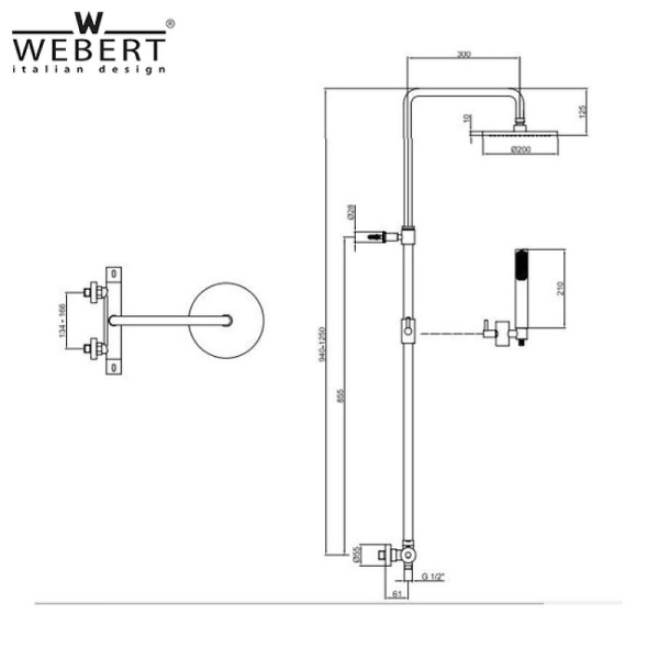 душевая система webert elio el980507015pvc цвет хром