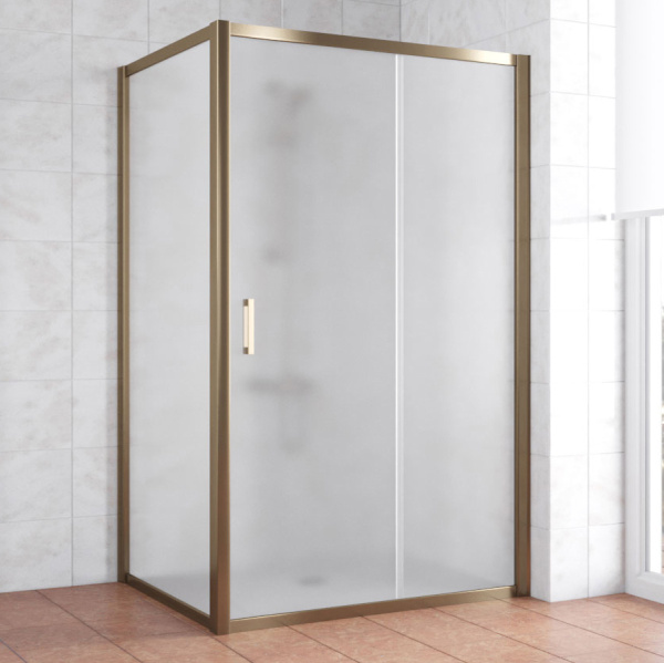 душевой уголок vegas glass zp+zpv 120*90 05 10 профиль бронза, стекло сатин