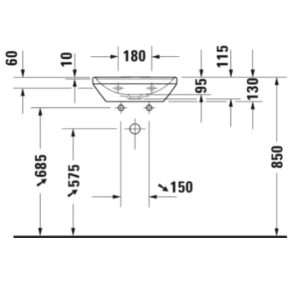 раковина накладная duravit d-neo 45 см 738450041, белая