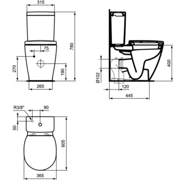 унитаз напольный ideal standard connect space e119601 без бачка и сиденья
