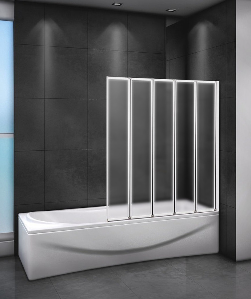 шторка на ванну cezares relax 120 r relax-v-5-120/140-p-bi-r профиль серый стекло рифленое