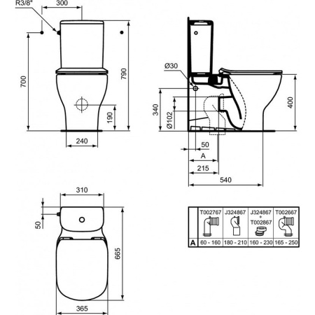унитаз приставной ideal standard tesi aquablade t0082v1