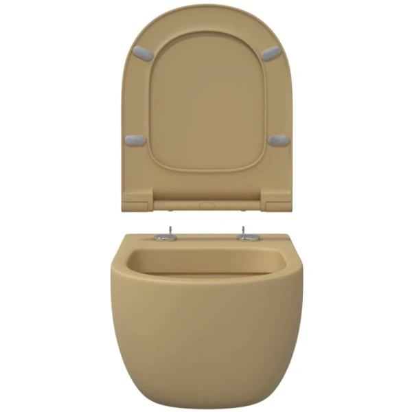 унитаз berges ego xl 083211 подвесной, безободковый, с сиденьем микролифт, кашемир матовый