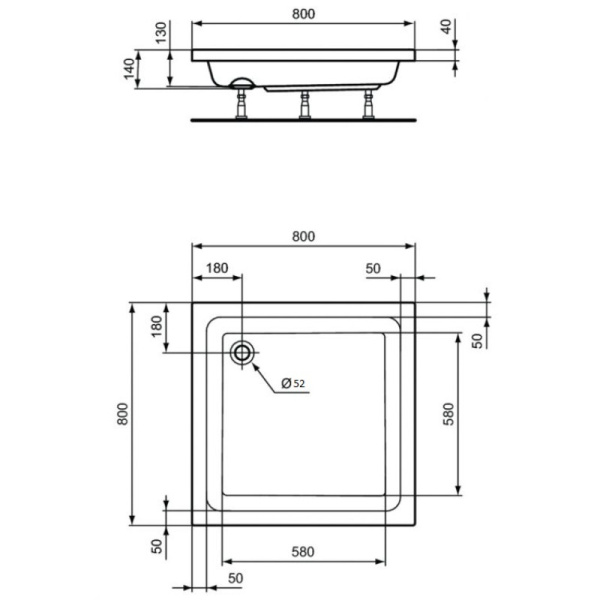 душевой поддон 80×80 см ideal standard k276401 hotline