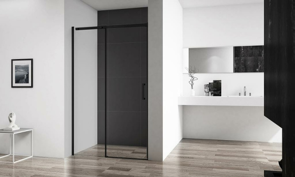 душевая дверь belbagno acqua 150 acqua-bf-1-150-c-nero профиль черный, стекло прозрачное