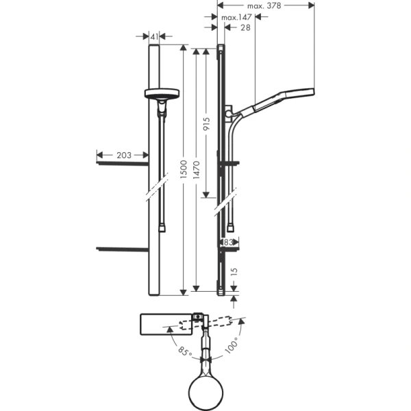 душевой гарнитур hansgrohe rainfinity 3jet 27673000