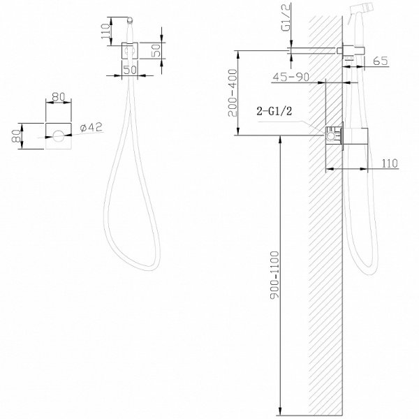 гигиенический комплект abber rund af8725b, цвет черный матовый